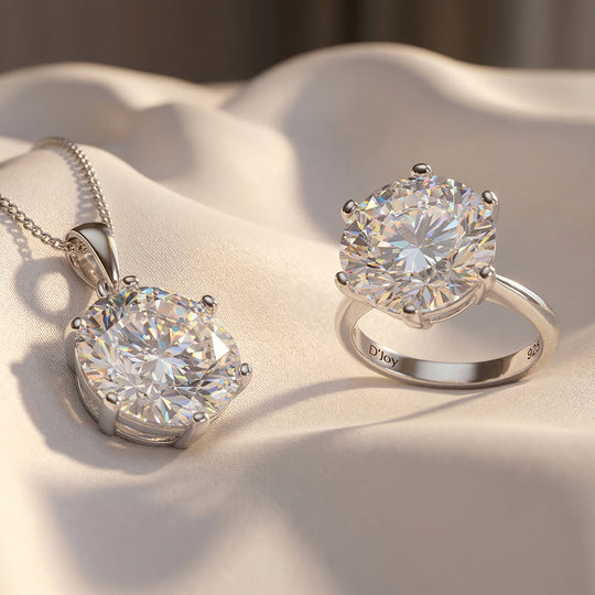 D'Joy Moissanit Ring und Anhänger mit 45cm Kette