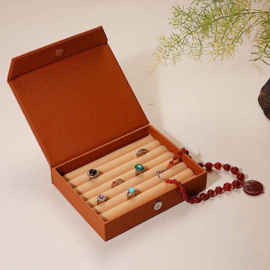 Öko-Kunstleder-Ring-Organizer mit Rollenablage, Cognac
