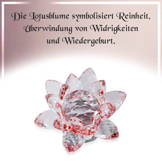 Blaue Kristall-Lotusblume mit drehbarem Sockel und Geschenkbox, Lila