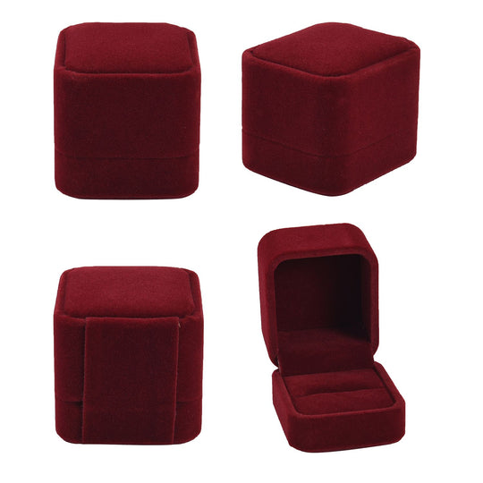 4er Set - Samtene Schmuckschatullen, Ringschachtel, Anhängerschachtel, Armbandschachtel und Kettenschachtel, Rot