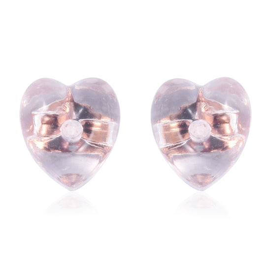 9 Paar Ohrstopper Set Herz, 925 Silber Kern mit Silikon, Mix rhodiniert vergoldet rosévergoldet,