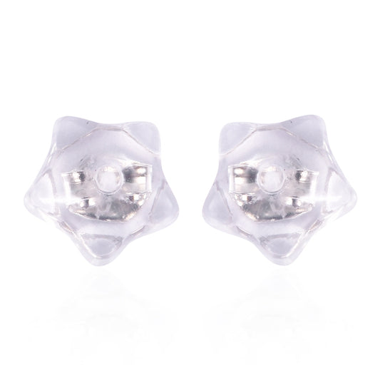 9 Paar Ohrstopper Set Stern, 925 Silber Kern mit Silikon, Mix rhodiniert vergoldet rosévergoldet