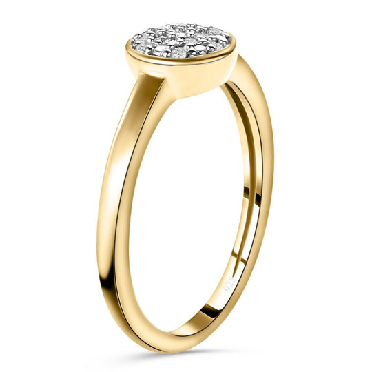 Weißer Diamant Ring 925 Silber 585 Vergoldet (Größe 19.00) ca. 0,06 ct