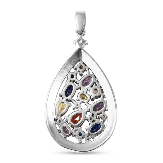 Mehrfarbiger Zirkonia und weißer Kristall-Anhänger, reiner Edelstahl ca. 14,00 ct