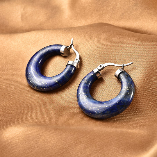 Lapislazuli Creolen in 316L Edelstahl ca. 33.50 ct