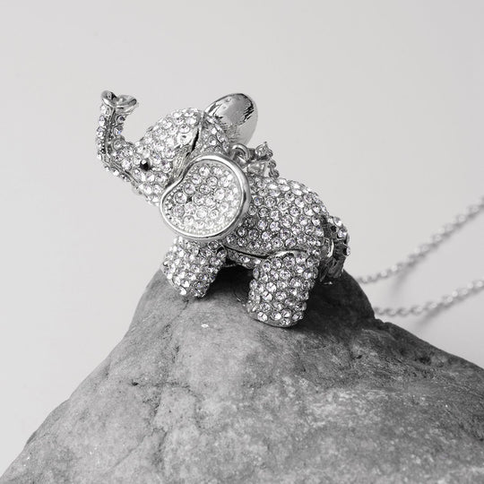 Kristall Elefant-Anhänger mit Kette, ca. 60 cm, Roséfarben