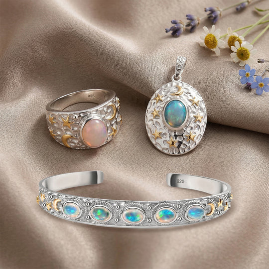AA natürliches, äthiopisches Welo Opal Schmuckset