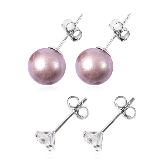 Weißer Zirkonia, Süßwasser Perle Schmuckset ca. 1,50 ct.