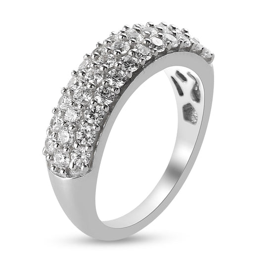 LUSTRO STELLA Hergestellt mit Feinster ZIRKONIA Half Eternity Band Ring 925 Silber platiniert