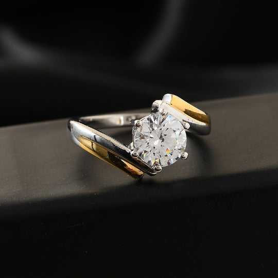 LUSTRO STELLA Hergestellt mit Feinster ZIRKONIA Solitär-Ring 925 Silber zweifarbige Überzug