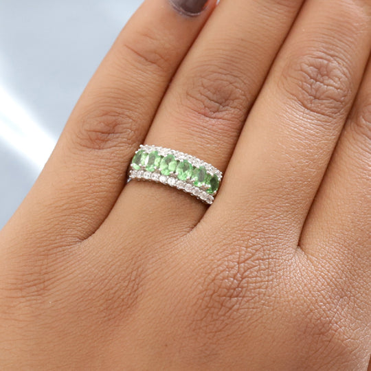 Tsavorite Granat Ring 925 Silber platiniert ca. 1,40 ct