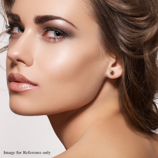 Madira Citrin und Zirkon Ohrstecker 925 Silber platiniert 0,85 Ct