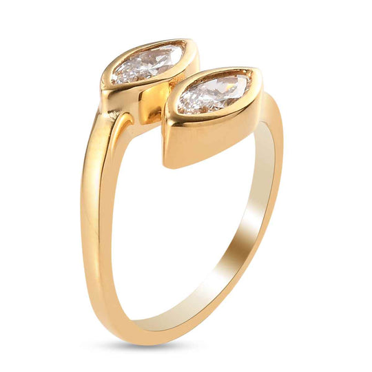 LUSTRO STELLA - feinster Zirkonia Bypass-Ring, 925 Silber Vergoldet ca. 1,65 ct