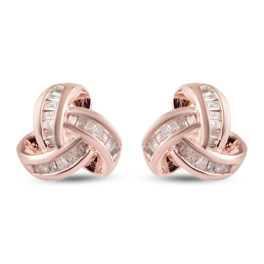 0,25 Ct. Gelber Diamant Knoten Ohrstecker aus 925 Silber platiniert