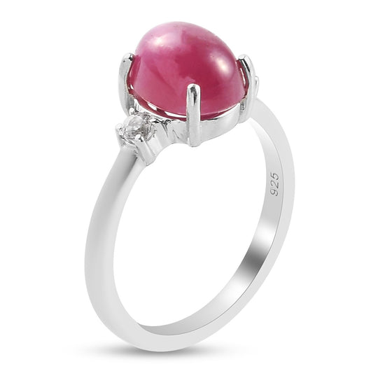 Stern Rubin und Zirkon Ring 925 Silber platiniert ca. 2,99 ct