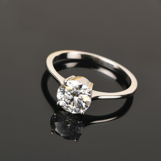 Moissanit Solitär-Ring, 375 Weißgold ca. 1,02 ct
