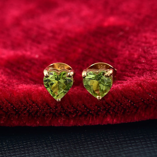 Peridot Ohrstecker 925 Silber vergoldet ca. 1.28 ct