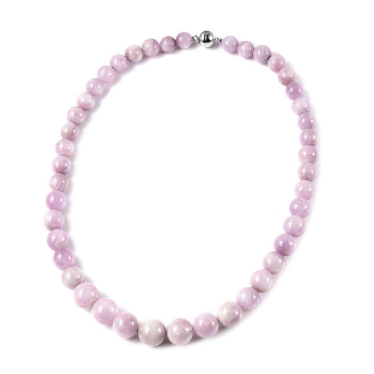 Kunzit Halskette ca. 50 cm lange mit Magnetschloss 925 Silber rhodiniert 528.68 ct