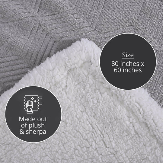 Homesmart - Superweiche flauschige Flanelldecke mit geometrisches Muster (153 x 200 cm), Grau