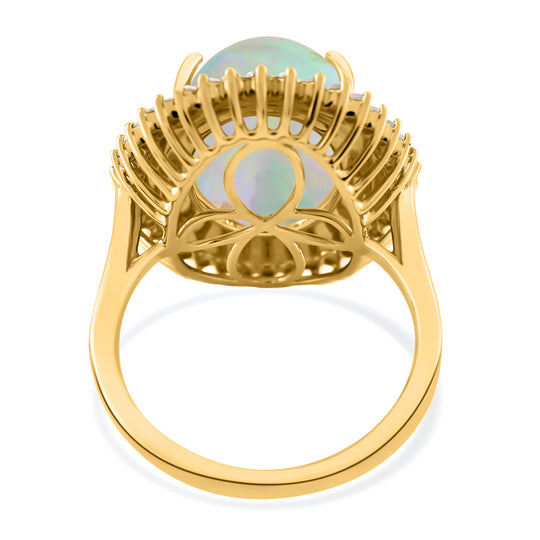 ILIANA - AAAA natürlicher, äthiopischer Opal und Diamant-Ring, SI G-H, 750 Gelbgold (Größe 18.00) ca. 7.25 ct