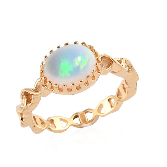 Natürlicher Äthiopischer Opal Ring vergoldet ca. 1,43 ct