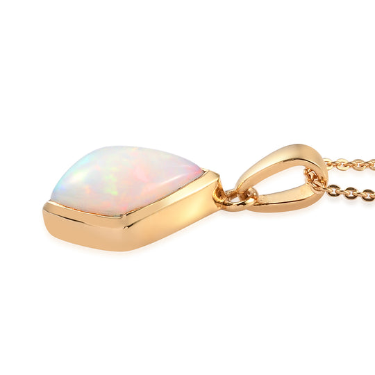 Natürlicher Äthiopischer Opal Anhänger mit Kette 50 cm 925 Silber Gelbgold Vermeil ca. 1,55 ct