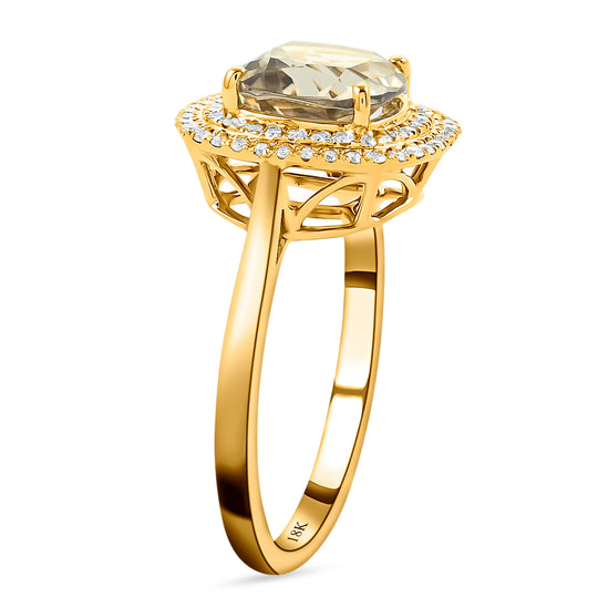 ILIANA AAA Turkizit und Diamant-Ring, SI G-H, 750 Gelbgold (Größe 17.00) ca. 2.81 ct