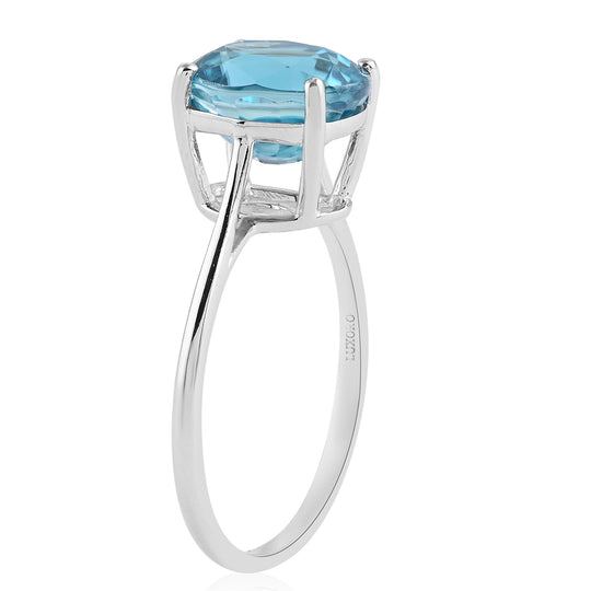 AAA kambodschanischer blauer Zirkon zertifiziert und geprüft Solitär-Ring, 585 Weißgold (Größe 19.00) ca. 3.50 ct