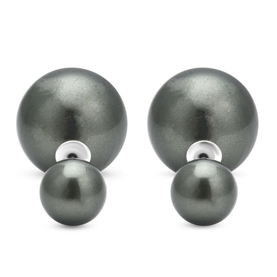 Rote Muschelkernperlen Ohrringe (13-15 mm und 7-9 mm), 925 Silber rhodiniert