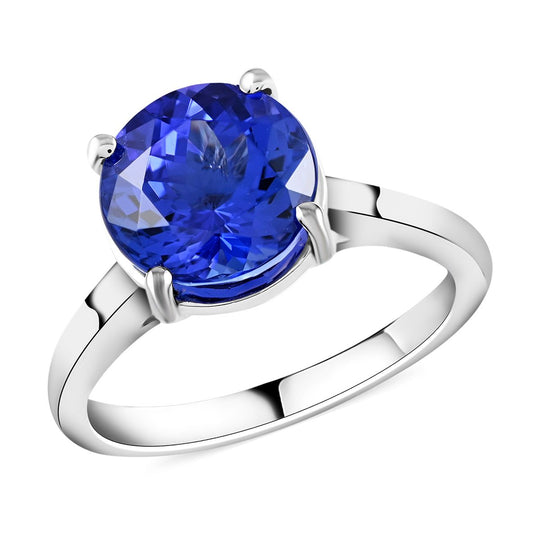 Rhapsody AAAA Tansanit, Weißer Diamant AGI zertifiziert Ring 950 Platin (Größe 17.00) ca. 5.00 ct
