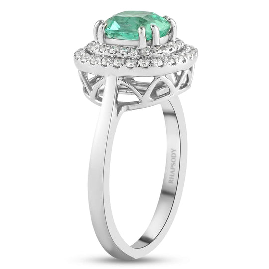 Rhapsody AAAA Kolumbianischer Smaragd, Weißer Diamant Ring 950 Platin (Größe 18.00) ca. 1.40 ct