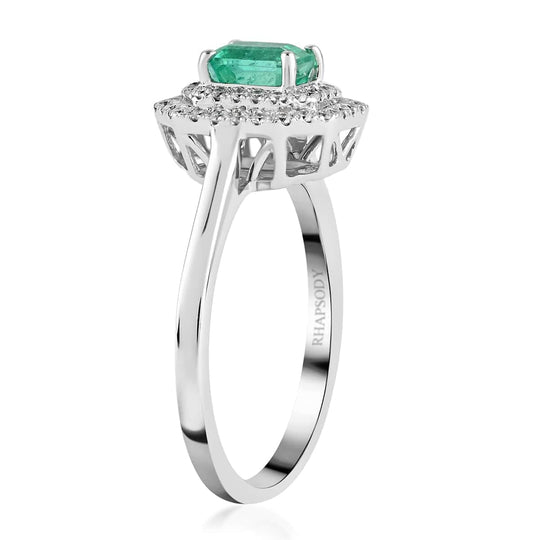 Rhapsody AAAA Kolumbianischer Smaragd, Weißer Diamant Ringe 950 Platin ca. 1.00 ct