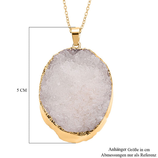 Drusy Quarz Schmuckset Messing Standard gelb vergoldet und Edelstahl IP-Gelbbeschichtung, Eisen Standard gelb vergoldet