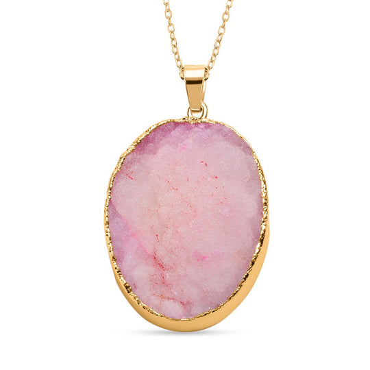 Drusy Quarz Schmuckset Messing Standard gelb vergoldet und Edelstahl IP-Gelbbeschichtung, Eisen Standard gelb vergoldet
