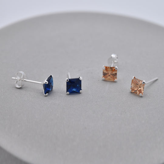 Champagner Zirkonia, Blauer Zirkonia Schmuckset ca. 3,40 ct.