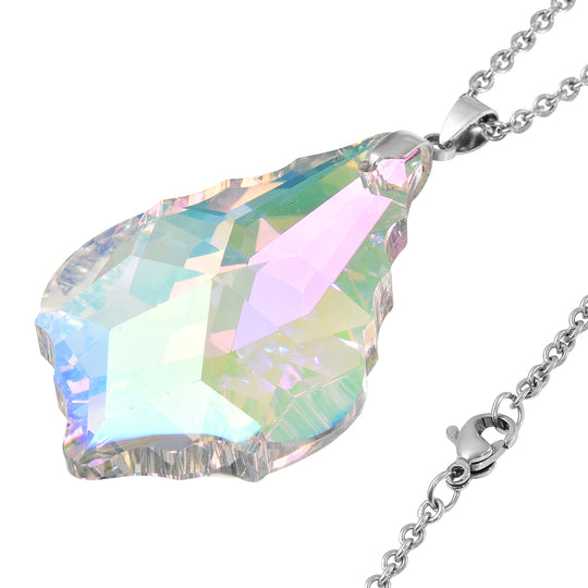 Glas Anhänger mit Kette, Lila, Edelstahl ca. 90.00 ct