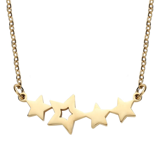 2er - Set goldene Ohrringe und Halskette, ca. 50 cm, Edelstahl vergoldet