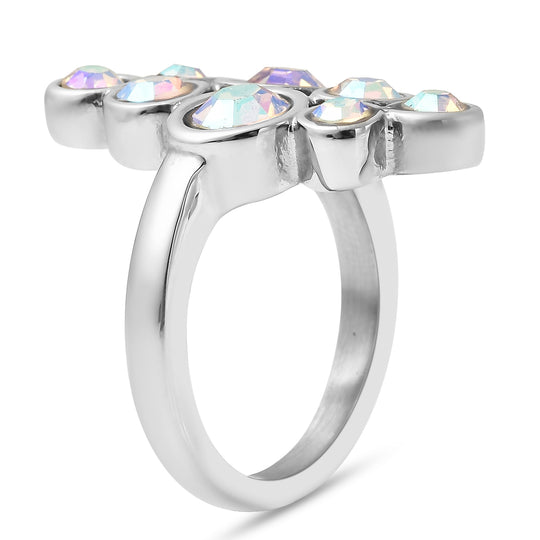 2er- Set Kristall-Ring und Anhänger mit Kette, ca. 50 cm, Edelstahl