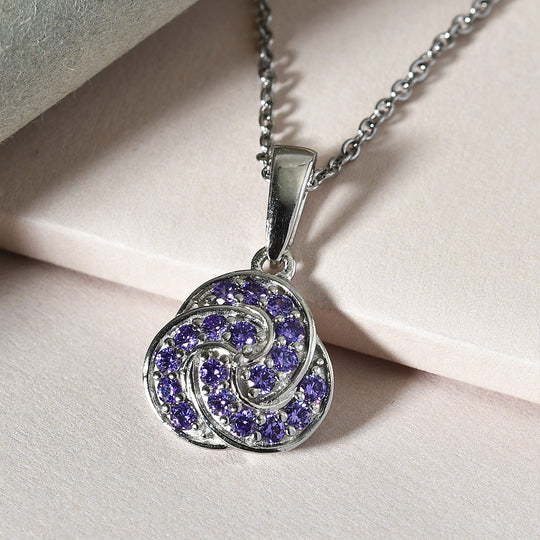 Amethyst Zirkonia Anhänger mit Edelstahl kette ca. 50 cm messing ca. 1,06 ct