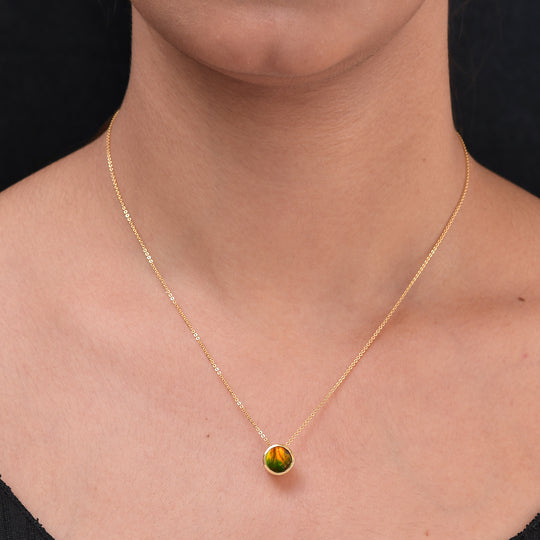 Ammolit Anhänger mit Kette 50 cm 925 Silber vergoldet ca. 0,85 ct