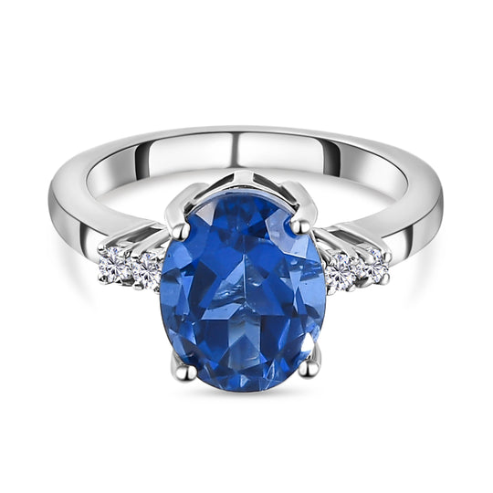 3er-Set Ceylon Farbe Quarz und Zirkon-Ring, Creolen und Anhänger, 925 Silber platiniert ca. 9,06 ct