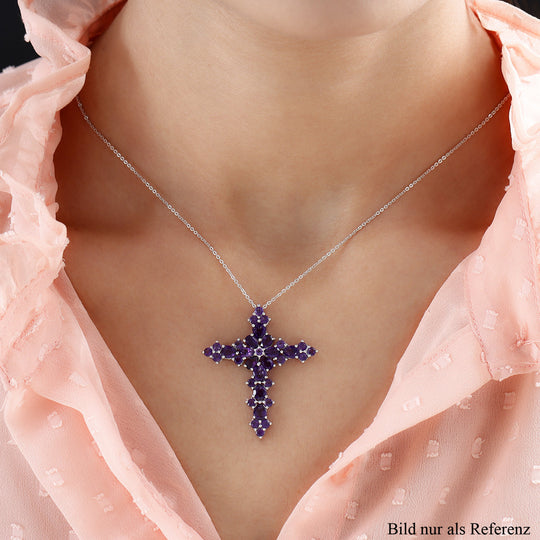 Afrikanischer Amethyst Kreuz-Anhänger mit Kette, ca. 4,29 ct