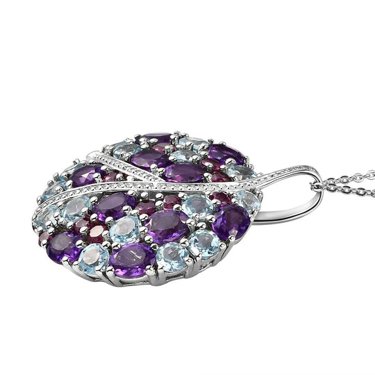 GP Spezial-Kollektion - Mehrfarbiger Edelstein-Anhänger mit Kette, ca. 50 cm, 925 Silber platiniert ca. 7,27 ct