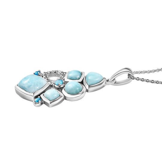 Larimar-Anhänger mit Kette, 925 Silber platiniert ca. 4,60 ct