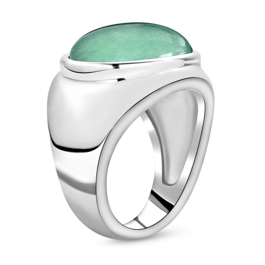2er-set Grüner Aventurin-Ring und Anhänger mit Kette, ca. 50 cm, Edelstahl, ca. 27,00 ct