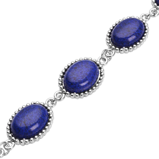 Lapislazuli-Ohrringe und Armband, reiner Edelstahl ca. 95,00 ct