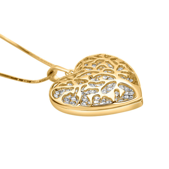 Weißer Kristall Anhänger mit Kette, goldfarben