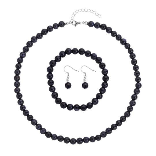 3er Set - Gelbe Tigerauge Halskette, Armband und Ohrringe, 316L Edelstahl ca. 323.50 ct