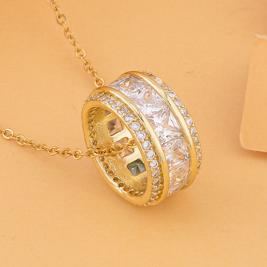 Weißer Zirkonia-Anhänger mit Kette, Messing, ca. 2.50 ct