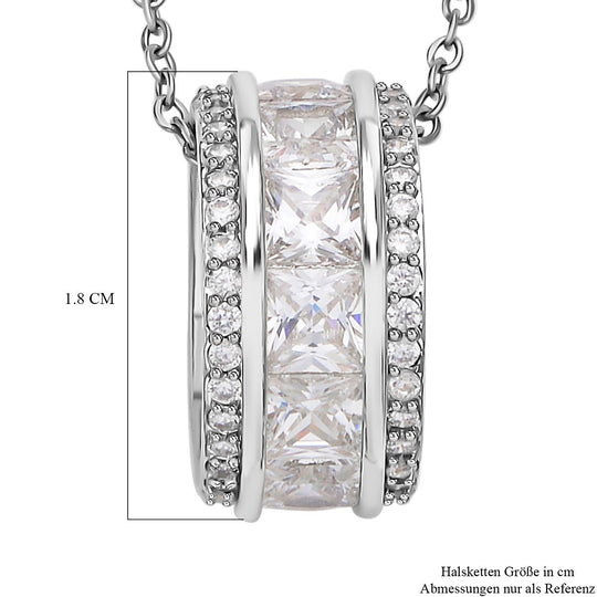 Weißer Zirkonia-Anhänger mit Kette, Messing, ca. 2.50 ct